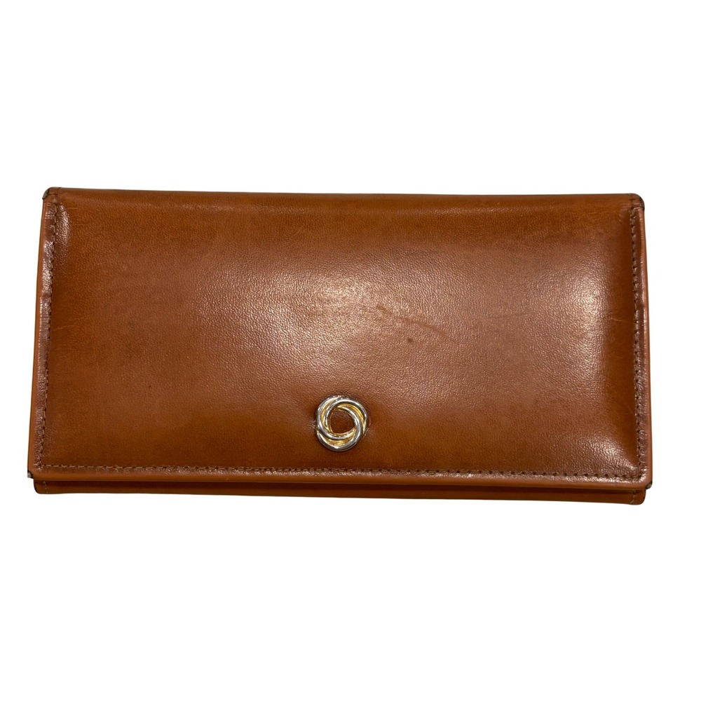 Vintage New Yorker Saddle Cowhide Brown Leather Wallet Kiss Lock Coin Purse 70